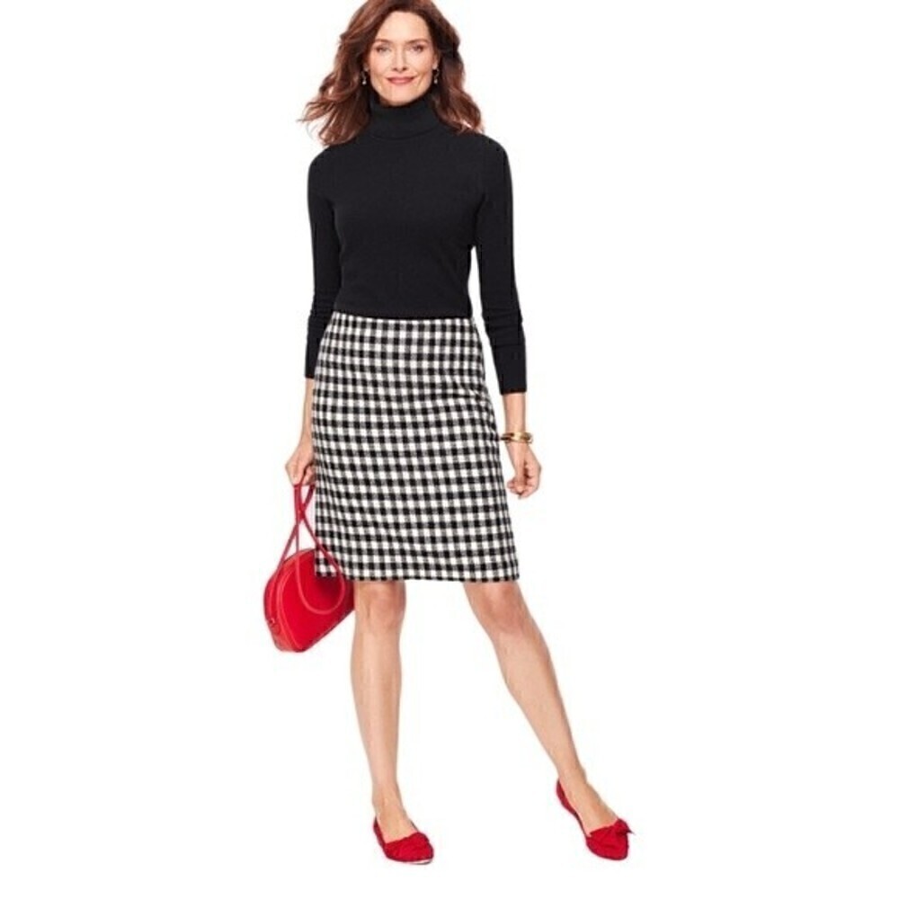 New! Talbots Wool Check Plaid A Line Checkered Skirt